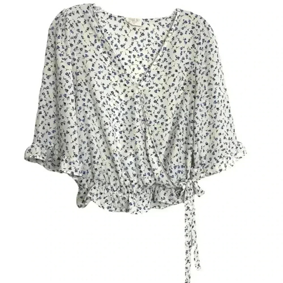 Sienna Sky Floral Faux Wrap Blouse - Picture 1 of 5